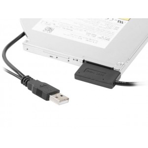 Adaptor SATA 7 + 22 Pin la USB 2.0 cu Cablu cu mufa pentru hard Laptop 2.5" si unitate optica DVD, Gembird External USB to SATA adapter for slim SATA SSD/DVD